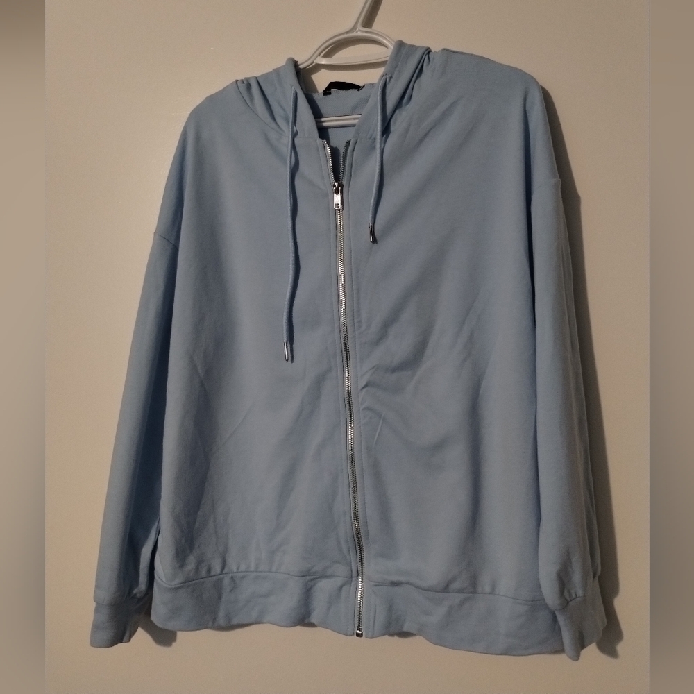 SHEIN Zip Up Hoodie in Light Blue
